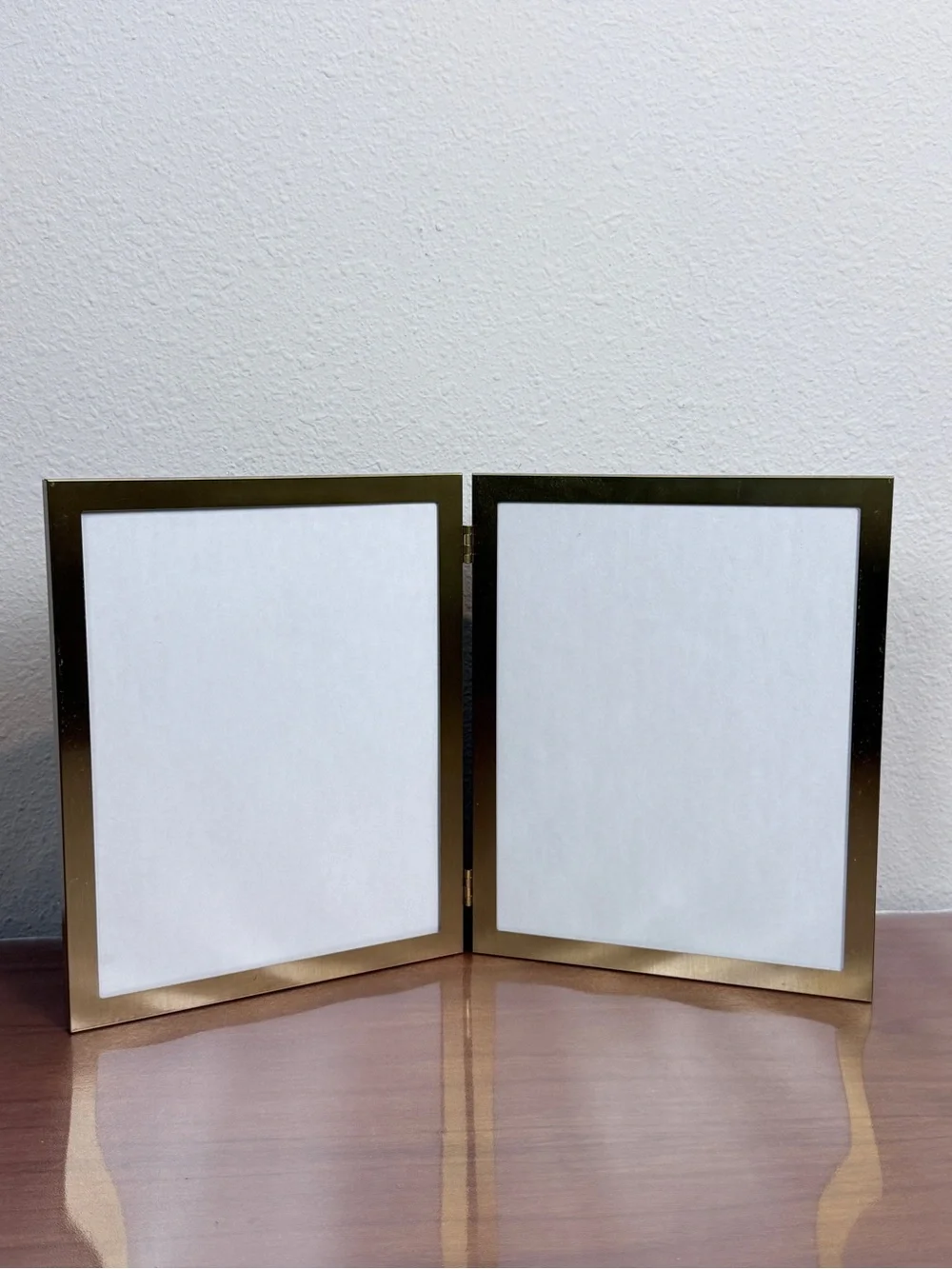 Vintage Brass Gold-Tone Double 8x10s Photo Frame Folding Tabletop